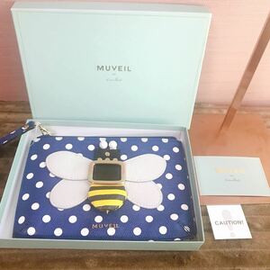 送料無料■ 新品MUVEIL WITH AIRLIST ミュベール 本革 ポーチ水玉　クラッチバッグ/en agnes LANVIN レザー 蜂　ビー