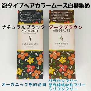 ★新品未使用★ 日本製 エールボーテ ヘアカラームース 泡タイプ 白髪染め ブラック ダークブラウン パラベンフリー オーガニック 男女兼用