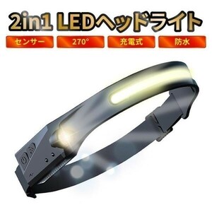 ヘッドライト 充電式 led 最強 軽量 ヘルメット cob usb 防水 懐中電灯 頭 人感センサー 作業灯 釣り 登山 防水 防災 (wthl0010) 6