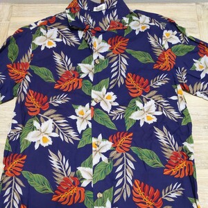 NEW HORIZON アロハシャツ 柄シャツ 総柄 半袖シャツ　ハワイ製　メンズM