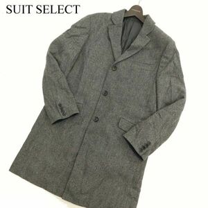 SUIT SELECT スーツセレクト 秋冬 日本製生地★ ウール ツイード ヘリンボーン柄 チェスター コート Sz.ABL　メンズ グレー　C3T11256_C#N