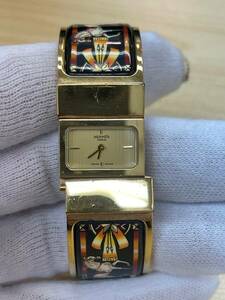 HERMES エルメス 腕時計 レディース L01.201 ロケ ゴールド文字盤 バングルウオッチ 正規品（SMS1463SM)