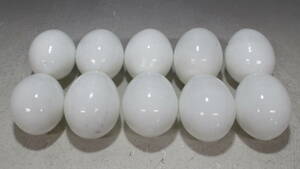 【文明館】乳白色 卵型 硝子玉 種卵 (たねたまご) 10点 (約330g) ガラス 工芸品 昭和 レトロ 時代物 を8