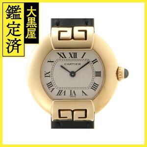 Cartier カルティエ エルプスSM アールデコ 1480 18K/革ベルト ローマ数字 アイボリー文字盤 時計 クォーツ【472】HU