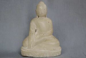 白い石の仏陀坐像 タイ国 17～18世紀 古美術 骨董