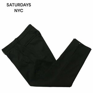 SATURDAYS NYC サタデーズ ニューヨークシティ レーヨン★ 裾ジップ テーパード スラックス パンツ Sz.29　メンズ 黒　A4B01658_3#R