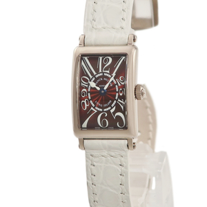 【3年保証】 フランクミュラー ロングアイランド 802QZ K18WG無垢 赤 ビザン数字 角型 クオーツ レディース 腕時計