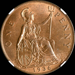 ★日終 【NGC MS63RB】1936 イギリス 1Penny銅貨 未使用 世界コイン 古銭 貨幣 硬貨 銀貨 金貨 銅貨【決済期限火曜日】