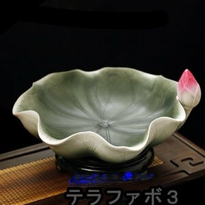 仏壇 お供え 供養 陶器製 蓮の葉供物皿 陶器皿 21cm