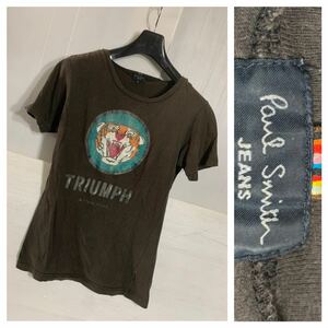 Paul Smith JEANS ポールスミス　× TRIUMPH MOTORCYCLE トライアンフ 半袖　虎　モーターサイクルTシャツ　墨黒　M