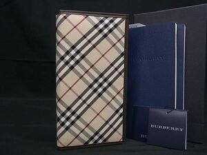 1円 ■新品■未使用■ BURBERRY バーバリー キャンバス×レザー チェック柄 手帳カバー アドレス帳 ベージュ系×ブラウン系 AW3891