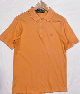 90sヴィンテージ!英国製 FRED PERRY ポロシャツ オレンジ40 102cm M程フレッドペリー 無地 イングランド made in England/送料370円