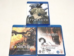 士郎正宗　ブルーレイ 3枚　APPLESEED　 エクスマキナ（サンプル盤）　GHOST IN THE SHELL 2.0 / INNOCENCE（輸入盤）Blu-ray Disc　D-⑦ 