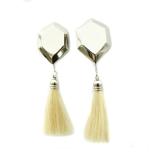 トーガ プルラ TOGA PULLA Fringe earrings イヤリング フリンジ ホースヘア シルバー アイボリー TP02-AK263 /HN33 レディース