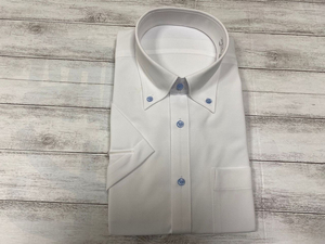 半袖ドレスシャツ L(41)　ホワイト系　ボタンダウン　EXLM17-02-H-902-34