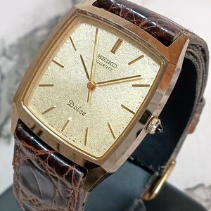 ジャンク品 不動品 動作未確認 SEIKO セイコー ドルチェ クオーツ ゴールド系 スクエア 7731-5160 腕時計 部品 ■nmx-982