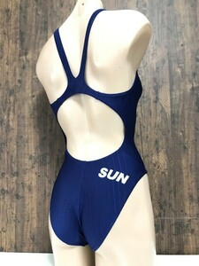 to_0266y ★定形外 配送★ 美品 SUN サンスイミング ハイカット競泳水着 光沢ネイビー シャドーストライプ Xバック SAR-4109W アリーナ製 L