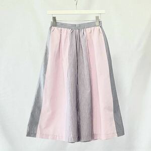 80s vintage you babes ピンク グレー ストライプ バギーショーツ キュロット ガウチョパンツ