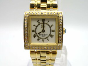 1円■ジャンク■ ジバンシー 500130 ホワイト クオーツ レディース 腕時計 M54101