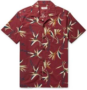送料無料！【新品】サイズ:XXL WALLACE & BARNES ウォレス&バーンズ BIRD OF PARADIS printed camp-collar shirt オープンカラー BURGUNDY2