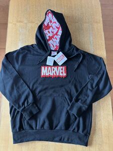 MARVEL マーベル スウェット パーカー ブラック M 胸部前面ワッペン パーカ スウェットパーカーフーディー Hooded