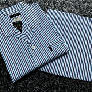 定価15400円　DAKS ダックス　ツイル素材　紳士用パジャマ M ブルー　パープル　ストライプ