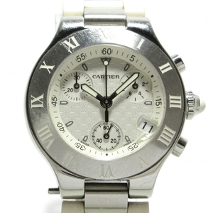 Cartier(カルティエ) 腕時計 マスト21クロノスカフSM W10197U2 レディース SS×ラバー/クロノグラフ 白