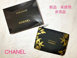 ★レア★新品 未使用★非売品 CHANEL シャネル ポーチ サブリマージュ SUBLIMAGE 黒 ブラック 化粧ポーチ ロゴ ゴールド 希少 箱付き