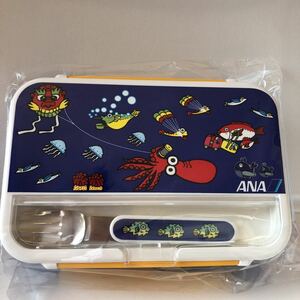 お弁当箱 フォーク ANA MARINE JUMBO マリンジャンボJr. 航空会社 飛行機 全日空 ジュニア 新品 昭和レトロ アンティーク ランチボックス