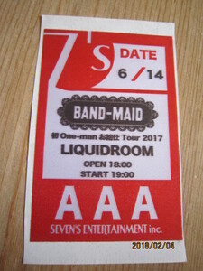 ◆BAND-MAID◆初One-manお給仕 Tour 2017◆恵比寿LIQUIDROOM◆未使用スタッフパス◆バンドメイドワンマンLIVE