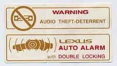 レクサス THEFT WARNING ラベル LEXUS タイプ4