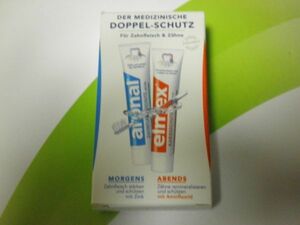 TEETH-PASTE DOPPELE SCHUTZ MORGENS UNT ABENDS AS A DAYLY CARE SET AM - PM CLICKPOST164 MADE IN GERMANY NO2