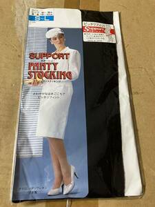 レトロ 年代物 昭和 パンスト タイツ ストッキング support panty stocking サポート パンティストッキング 黒 ブラック 日本製