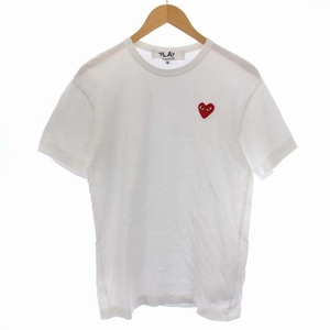 プレイコムデギャルソン PLAY COMME des GARCONS AD2018 Tシャツ カットソー 半袖 クルーネック ハート刺繍 M 白 メンズ