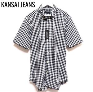 新品未使用 KANSAI JEANS カンサイジーンズ ボタンダウンシャツ ギンガムチェック 半袖トップス 柄シャツ メンズウエア 紳士 Mサイズ 夏物