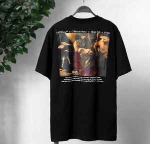 OFF WHITE オフホワイト トップス Tシャツ メンズ レディース シンプル カジュアル レトロ ブラック L