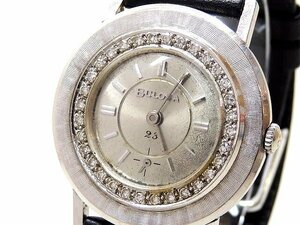 ヴィンテージ ブローバ 時計 ■ 14KT ホワイトゴールド ダイヤ ベゼル スモセコ 手巻き メンズ 腕時計 BULOVA □5B6DS
