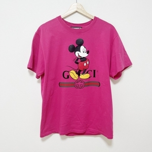 グッチ GUCCI 半袖Tシャツ 565806 - ピンク×黒×マルチ メンズ クルーネック/Disneyコラボ トップス