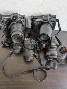 aiddt 1円スタート国産デジタルカメラ4台セット まとめ Canon EOS-1/EOS630/Nikon F50/SONY α33　未チェックジャンク レンズ有