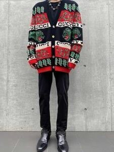 GUCCI 19ss ミケーレ　シンボルズ　ニットカーディガン グッチ　パンサーやスネーク柄　gg柄