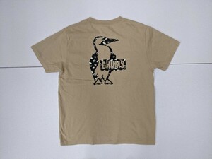 12．状態良好 チャムス CHUMS ドーナツ ブービーバード 半袖Tシャツ メンズS ベージュ系黒 x101