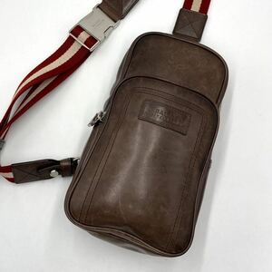 1円~[美品] BALLY バリー メンズ ビジネスバッグ ショルダーバッグ ボディバッグ 斜め掛け トレインスポッティング レザー 本革 通勤 茶