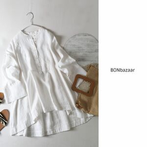 ボンバザール BONbazaar☆洗える バックタック ヨーク切替 オーバーシャツ フリーサイズ☆A-O 2871