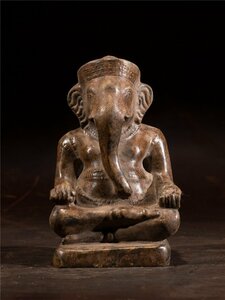 極細工 仏教古美術 仏像 神像 ガネーシャ Ganesha インド仏像 象鼻 財神 神様像 座りガネーシュ 装飾 置物 収蔵