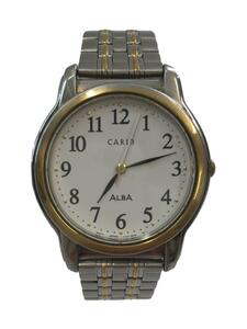 ALBA◆Alba Carib/アルバカリブ/クォーツ腕時計/アナログ/ステンレス/ホワイト/V721-6A80