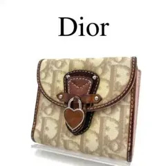 希少 Christian Dior ディオール 折り財布 トロッター ハート