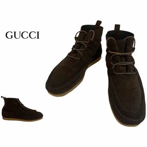 GUCCI VINTAGE グッチ ヴィンテージ MADE IN ITALY イタリア製 モカシンレザーブーツ スエードレザーブーツ ブラウン 39 1/2 E アーカイブ