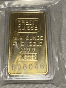 インゴット　/ スイスCREDITSUISSE　/ 記念金貨コイン・金貨バー長方形 GOLD 31.6gシリアルナンバー入り24kgp Gold Plated 専用ケース付き