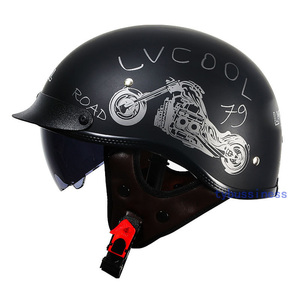 新品 半キャップヘルメット ハーフヘルメットジェット ハーレーバイク用ヘルメット内蔵サングラス おしゃれバイク用 M~XXL多色サイズ選択