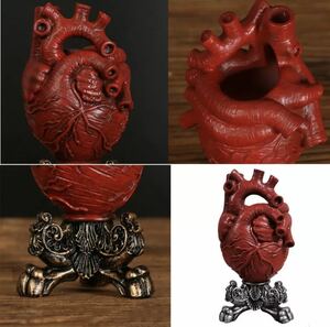 赤 Sサイズ 心臓型の花瓶 心臓 ハート 花瓶 植木鉢 花 ユニーク インテリア 置物 装飾 オーナメント 彫刻 702